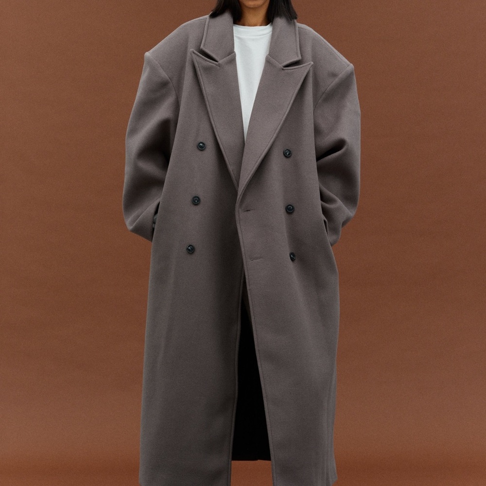 Source Unknown Wallis Oversized Grandpa Coat- Grey Medium - Picture 7 of 14